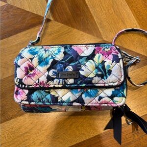 Vera Bradley Quilted Floral Crossbody in Navy, Teal, Pink & Cream